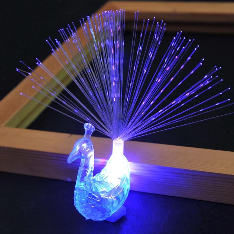 Nhẫn hình chim công có đèn LED phát sáng thiết kế độc đáo