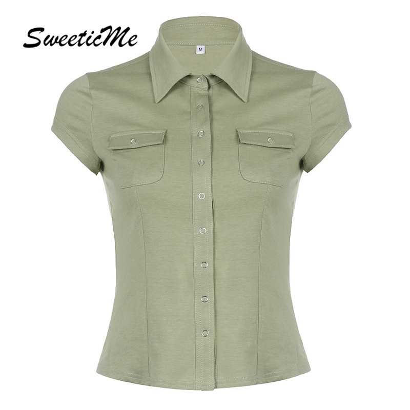 Áo Sơ Mi Tay Ngắn Cổ POLO Hàng Mới SweeticMe Dành Cho Nữ