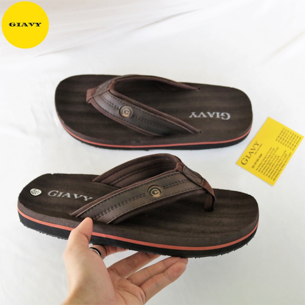 Dép xốp nam quai kẹp, quai da phối vải, chất xốp mềm, êm chân DXQ28- GIÀY GIAVY