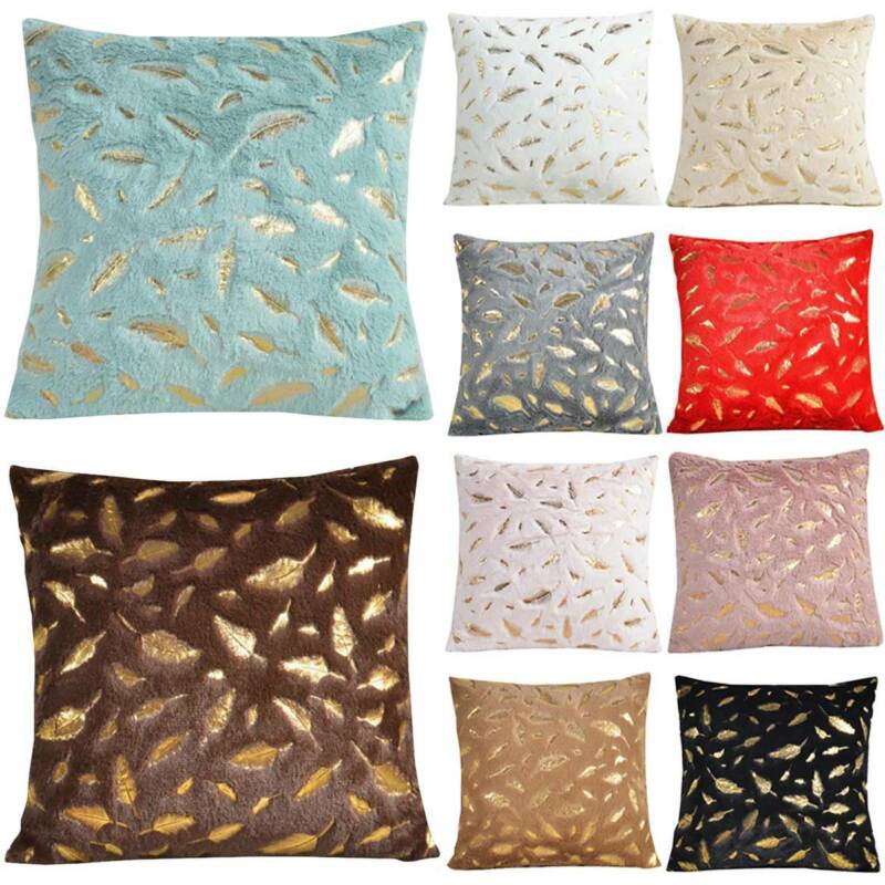 Soft Fur Pillow Cases Feather Pattern Cushion Cover Luxury Sofa Home Decoration CB❤❤