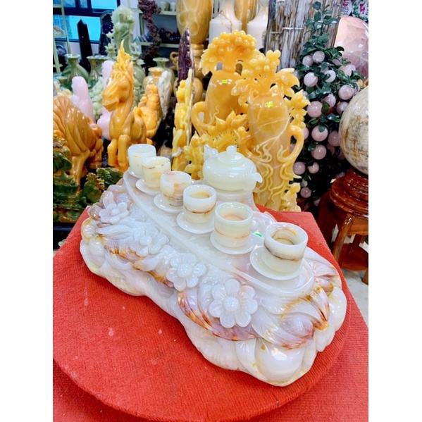 Bộ Ấm Chén Đá Ngọc Hoàng Long Phong Thuỷ Vipp