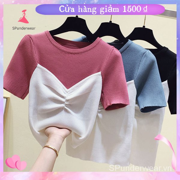 SPSummer fashion women's summer two-piece fake short-sleeved T-shirt 2021<br />