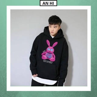 Áo hoodie nam  💚𝗙𝗥𝗘𝗘𝗦𝗛𝗜𝗣💚 áo hoodie nữ  freesize unisex kute hàn quốc dễ thương THỎ ĐEN trẻ em trai gái nỉ bông ấm áp