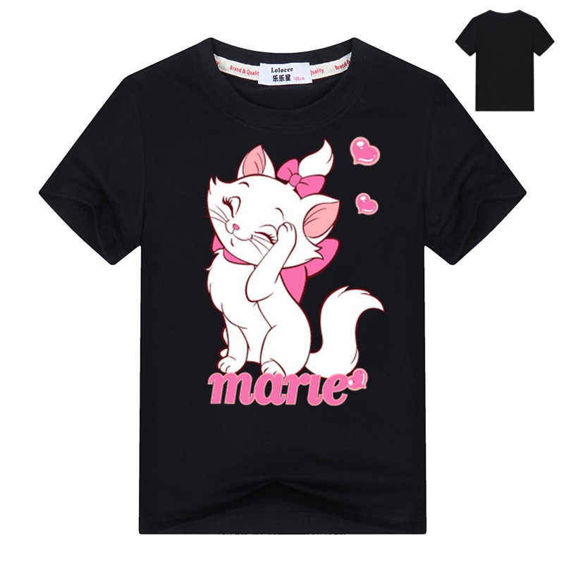 Áo thun in hình mèo Kitty tay ngắn vải cotton 100% thời trang mùa hè dành cho bé gái