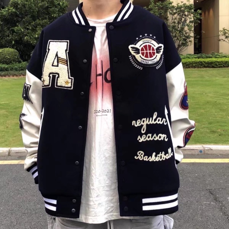 Áo Khoác Bóng Chày In Chữ Phong Cách Hip hop Thời Trang Cá Tính Dành Cho Cặp Đôi