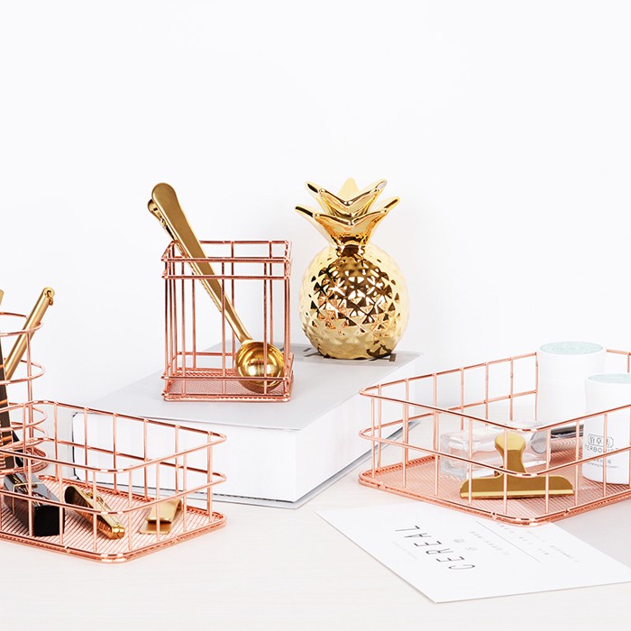 Cốc cọ kim loại đan thưa Decor11