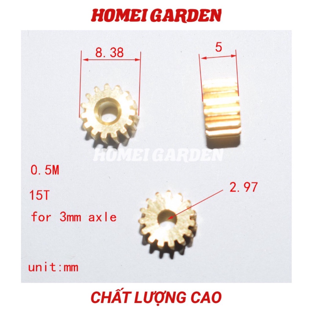 3 Bánh răng kim loại 15 răng lỗ trục 3mm dùng để nối trục động cơ hàng mới 100% 153A - HM0075
