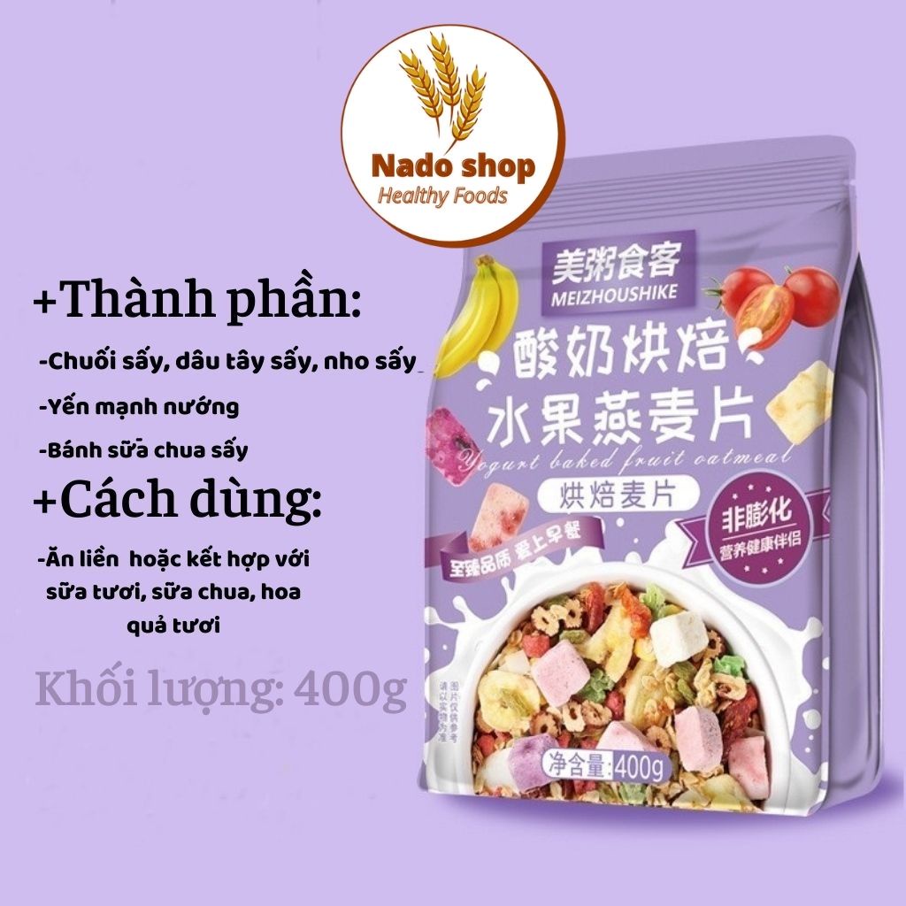 Ngũ cốc sữa chua hoa quả 400g, ngũ cốc dinh dưỡng siêu ngon, hỗ trợ giảm cân