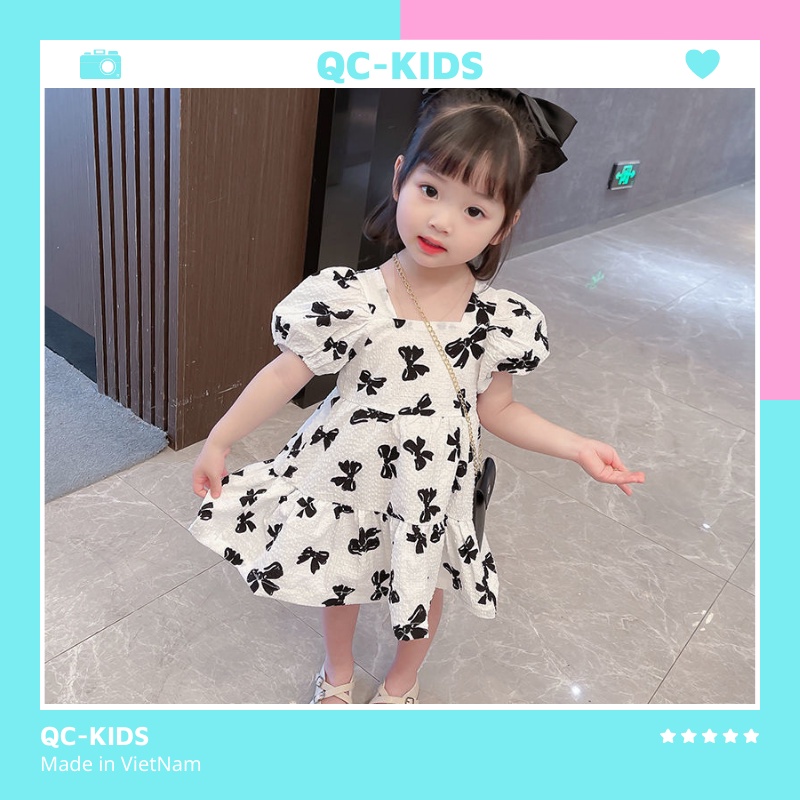 Váy cho bé gái 1 tuổi đến 5 tuổi QC-KIDS, đầm bé gái hình nơ 8-18kg