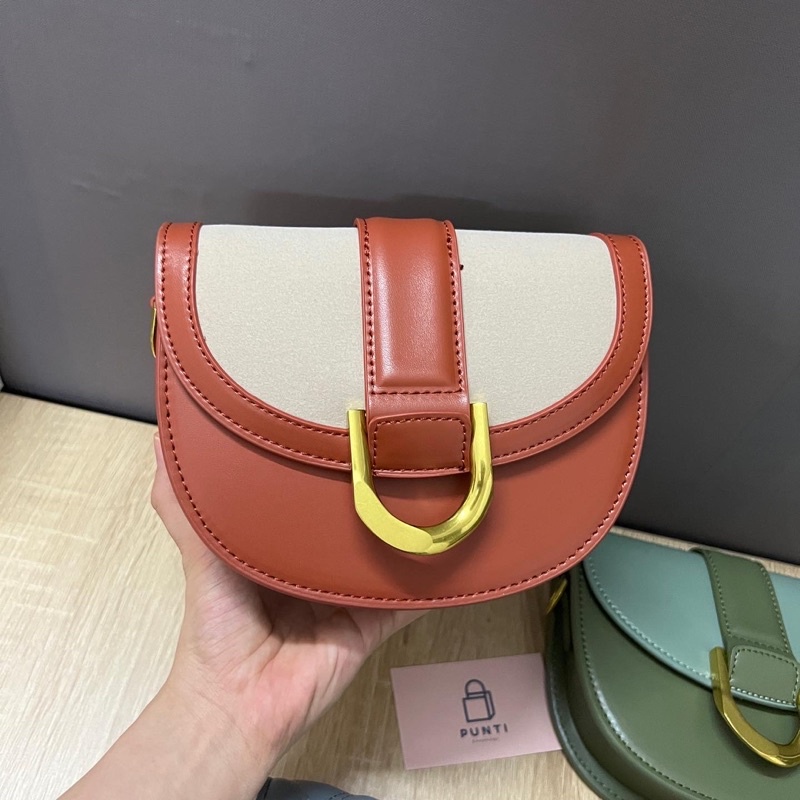 Túi xách nữ yên ngựa size 18, túi kẹp nách, đeo chéo, chất da PU cao cấp | Punti Bags