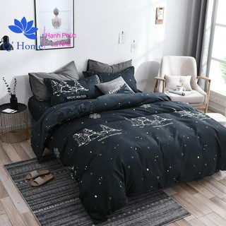 Bộ chăn ga gối cotton poly hàn quốc đêm noel - bst chăn ga gối poly