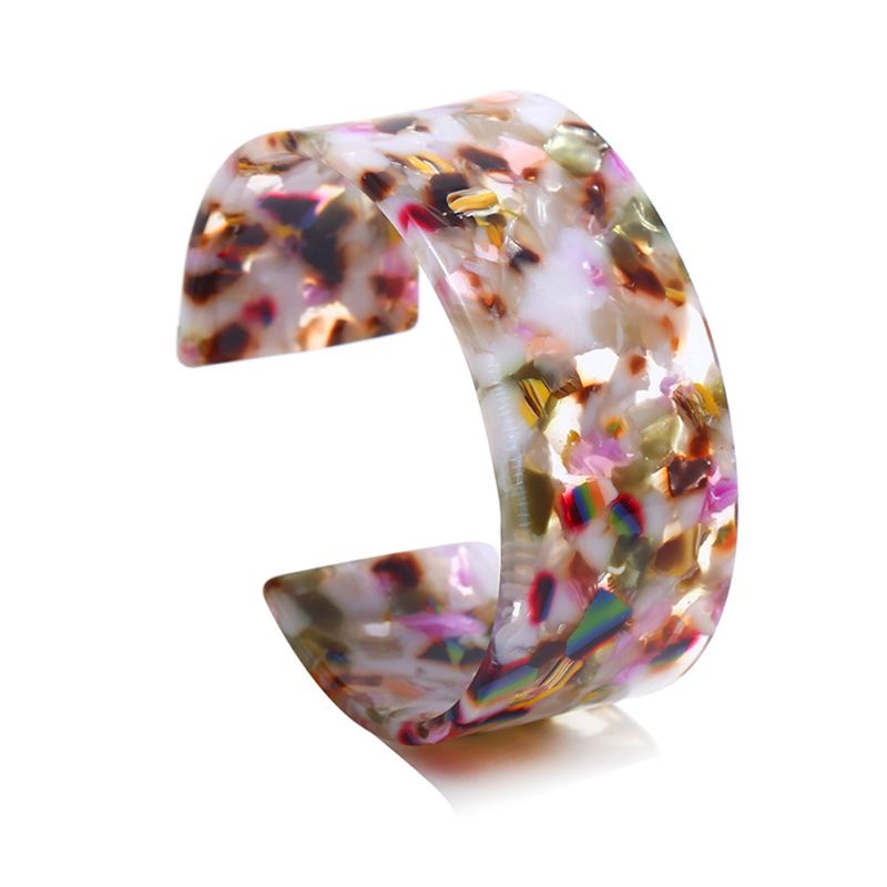 Vòng Đeo Tay Dạng Mở Bằng Resin Họa Tiết Da Báo Phong Cách Dân Tộc Charms