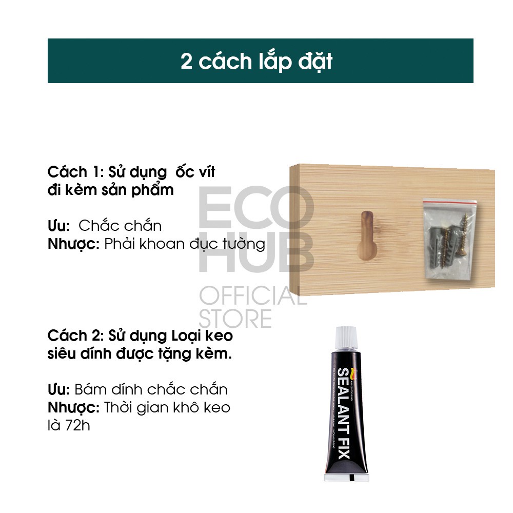 Giá treo dao, kéo ECOHUB bằng tre lực hút nam châm cực dính, gọn gàng, tiện lợi | EH060