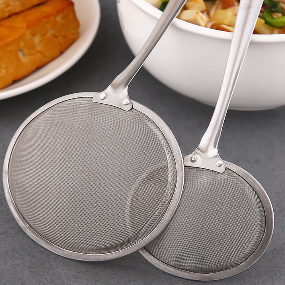 Rây Lọc Bằng Thép Không Gỉ Tay Cầm Dài / Lưới Vớt Súp / Vá Lọc Dầu Cho Nhà Bếp