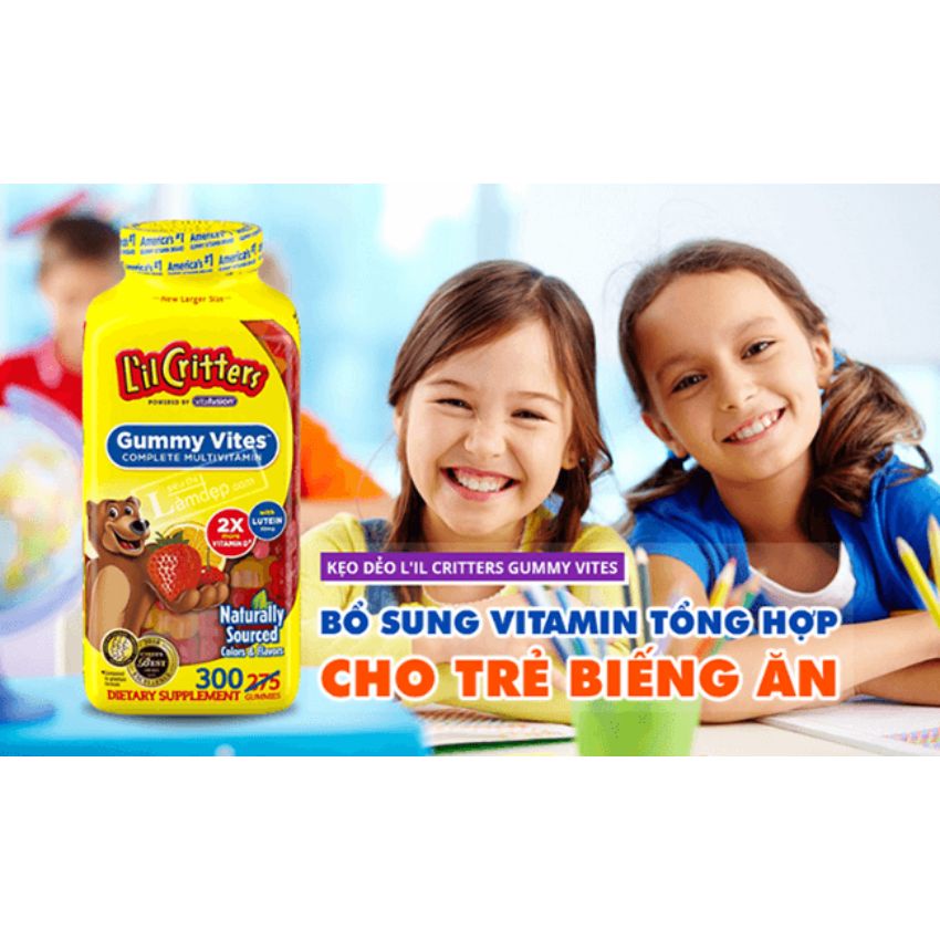 Kẹo gấu dẻo bổ sung Vitamin cho bé L’il Critters Gummy Vites Complete Multivitamin 300 viên của Mỹ