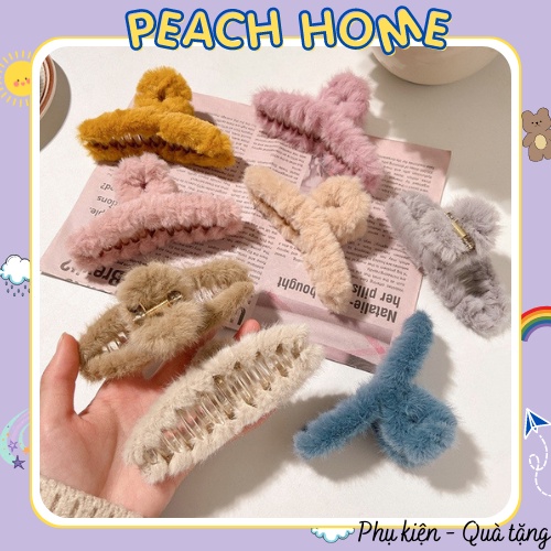 Kẹp Tóc Phủ Lông Cừu Mềm Mịn Nhiều Màu Phong Cách Hàn Quốc Cào Tóc Chữ Nhật Xoắn Lông Nhung Xinh Xắn Cute