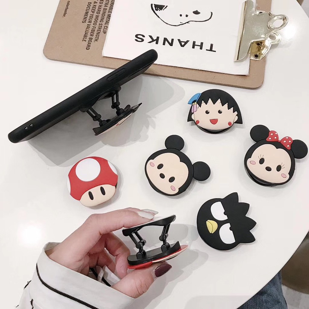 Giá Đỡ Điện Thoại Silicon Có Thể Gấp Lại Hình Đầu Nấm/Maruko/Mickey/Minnie Thông Dụng