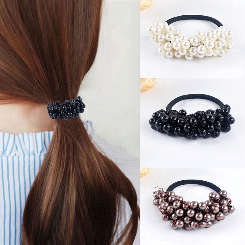 Dây buộc tóc gắn ngọc trai thời trang vintage