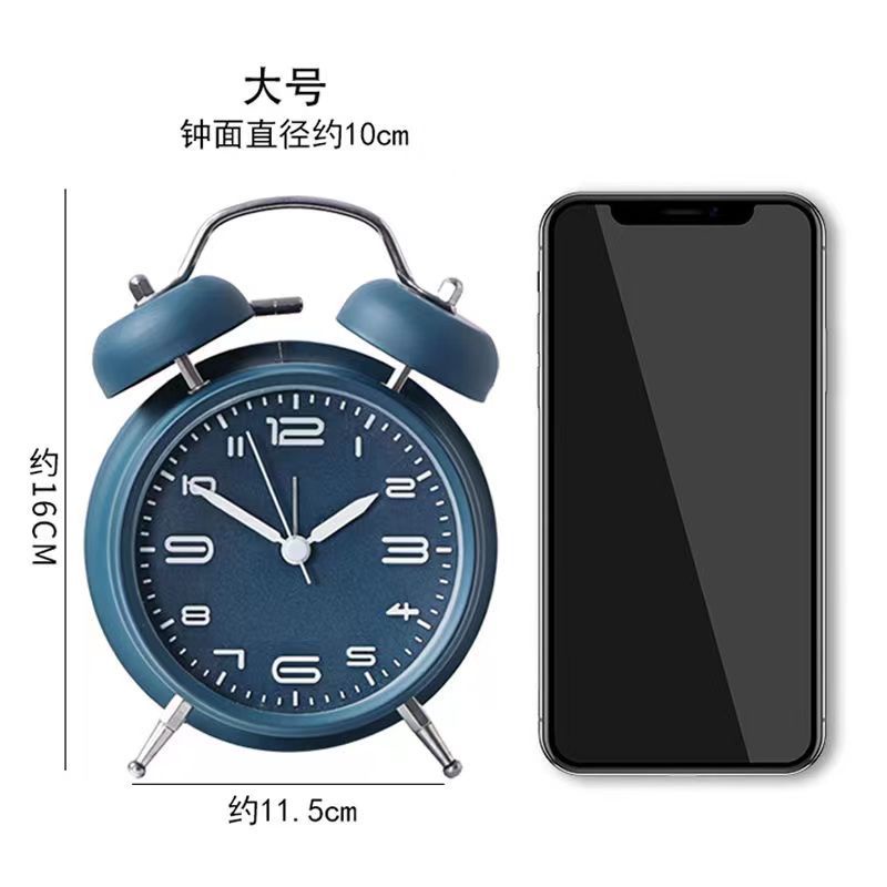 Đồng hồ kim loại báo thức có đèn ngủ