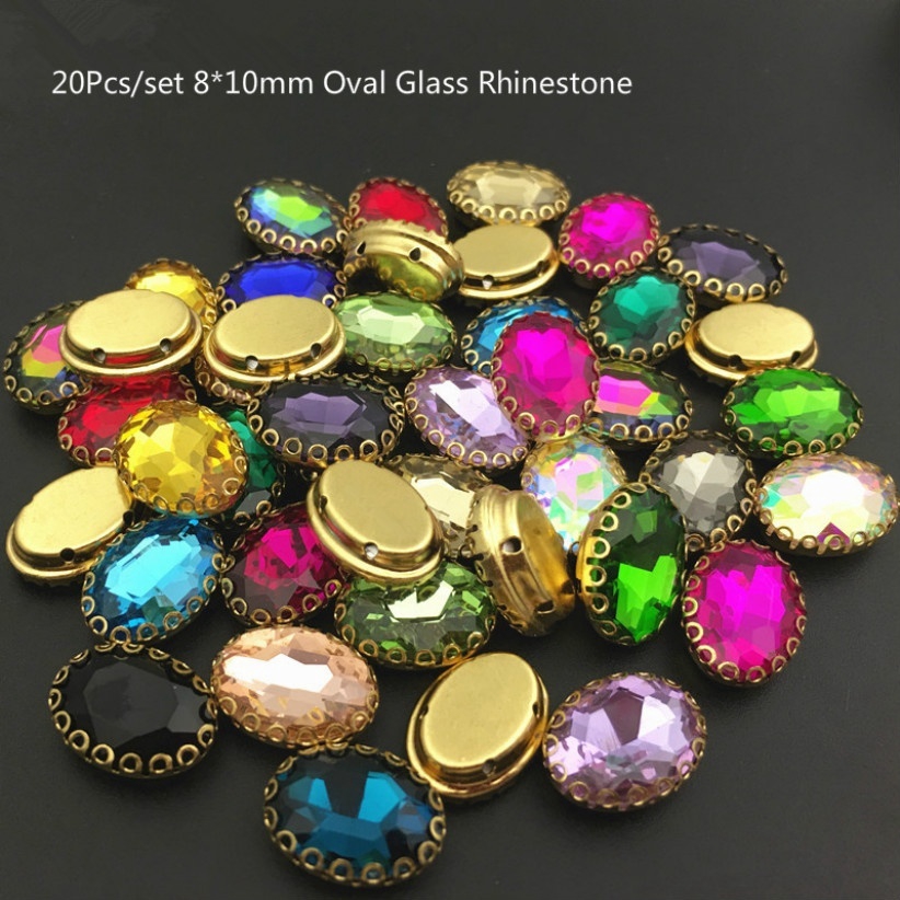 Set 20 Viên Đá Hình Oval 10x14mm Dùng Để Trang Trí Đồ Thủ Công