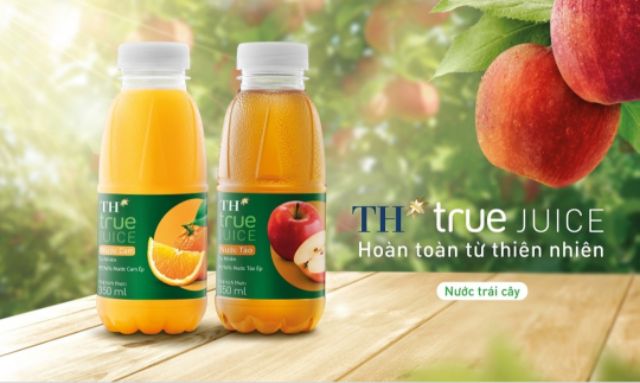 Thùng 24 Chai Nước Trái Cây TH true JUICE( Cam/ Táo/ Tào Đào/Táo Gấc) Lốc 6 Chai 350ml× 4 lốc )