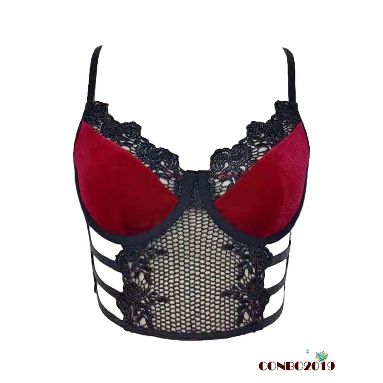 Áo Croptop Hai Dây Cổ Chữ V Phối Ren Quyến Rũ Cho Nữ