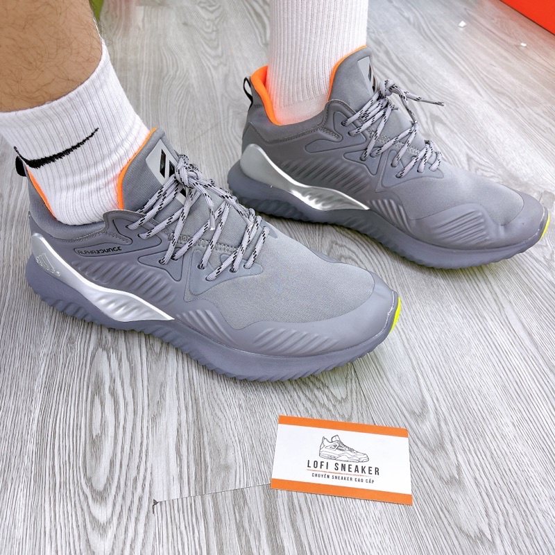 Giày thể thao giày sneaker Alpha bounce xám đế xanh hàng cao cấp