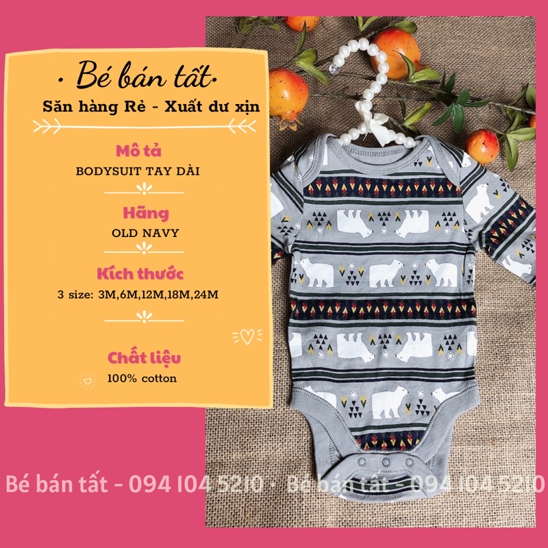 Bodysuit/Bodychip/Áo liền thân tay dài Old Navy-Gấu Bắc cực