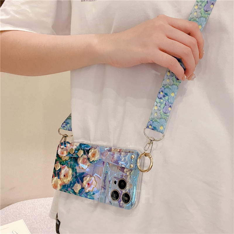 Ốp Điện Thoại Mềm In Hoa Có Dây Đeo Cho OPPO Reno7 Pro 5G Reno7Z Reno6 Pro Reno6Z 5G 4G Reno5 Pro Reno5F Reno7 5G