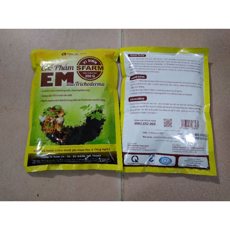 Chế phẩm ủ rác, ủ đậu tương, ủ cá, xử lý mùi hôi EM GỐC- EM PLUS SFARM gói 200gr