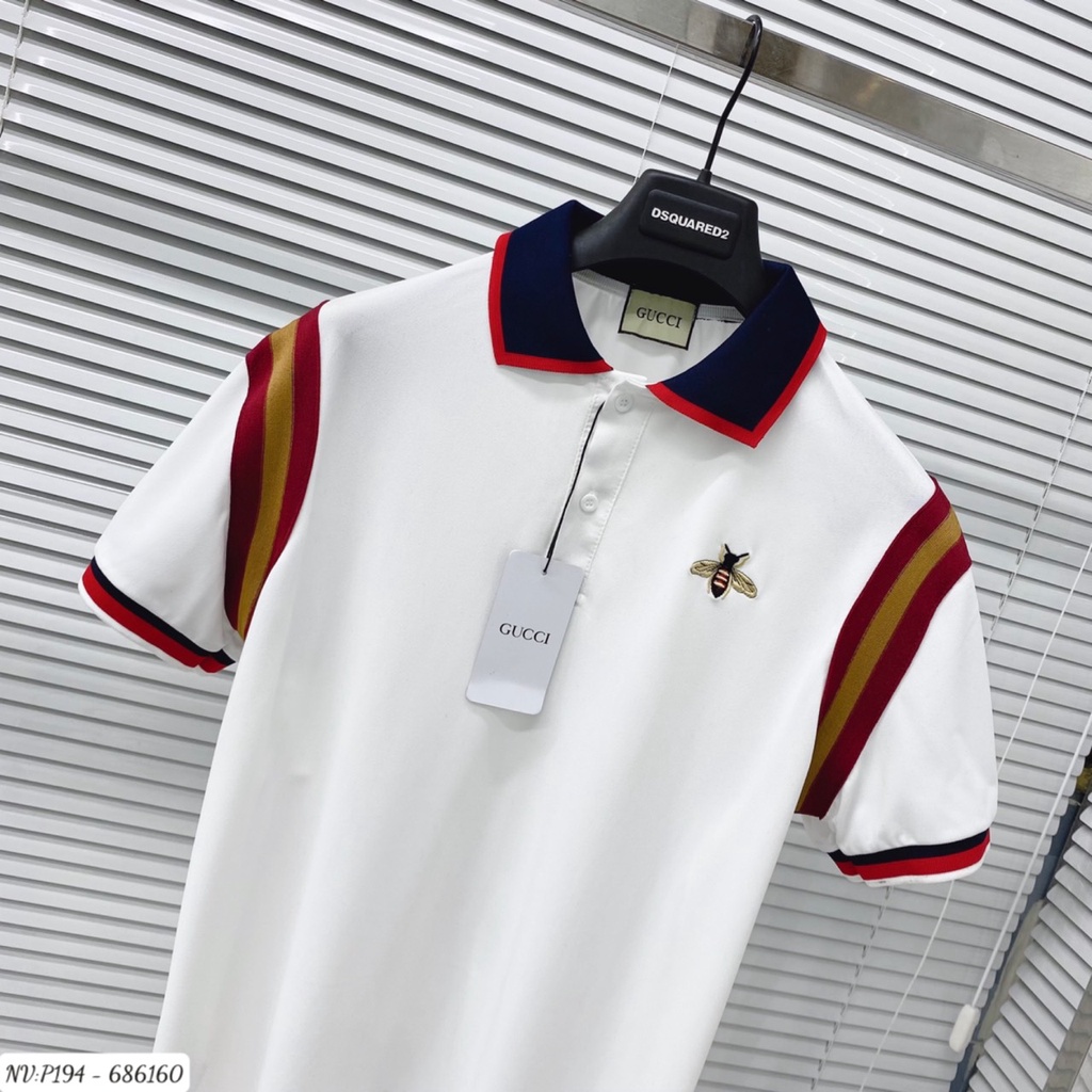 Áo Polo Nam Gc Phối Họa Tiết Viền Vai Và Hình Thêu Ong Ở Ngực - Áo Cổ Bẻ Nam Gc Chất Vải Gai Cao Cấp DT FASHION MENWEAR