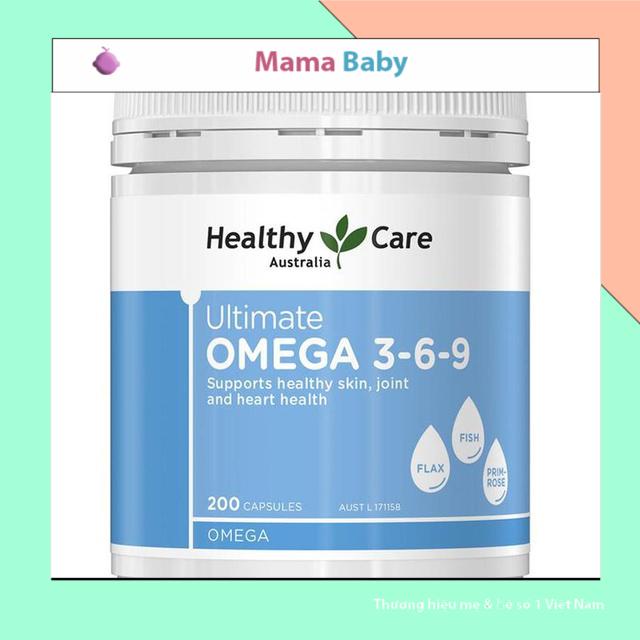 Viên uống Omega 3 6 9 Healthy Care Úc, lọ 200 viên (omega369) Mamababyvn