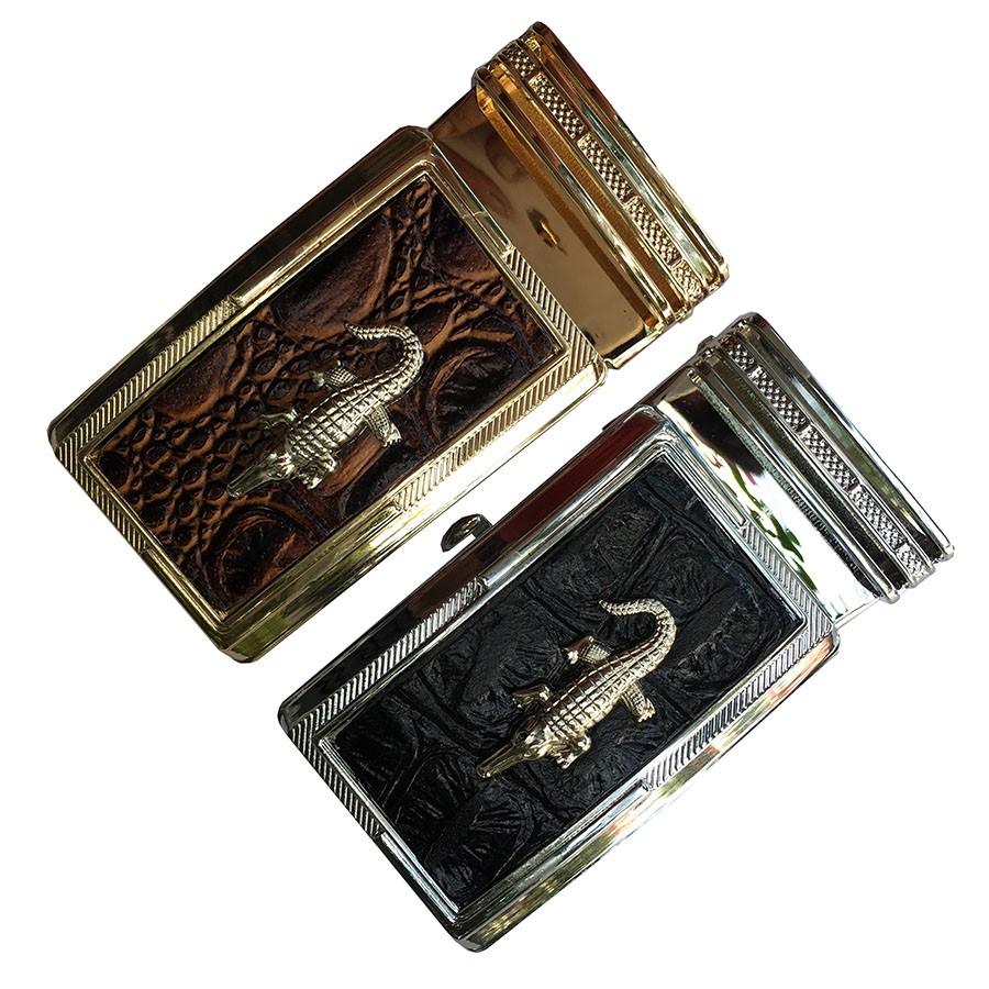NEW 21 Đầu Khóa Thắt Lưng Nam Cao Cấp/Bề Mặt Dán Da Bò Dập Vân Cá Sấu DLĐKTCS-01 DA BÒ thật