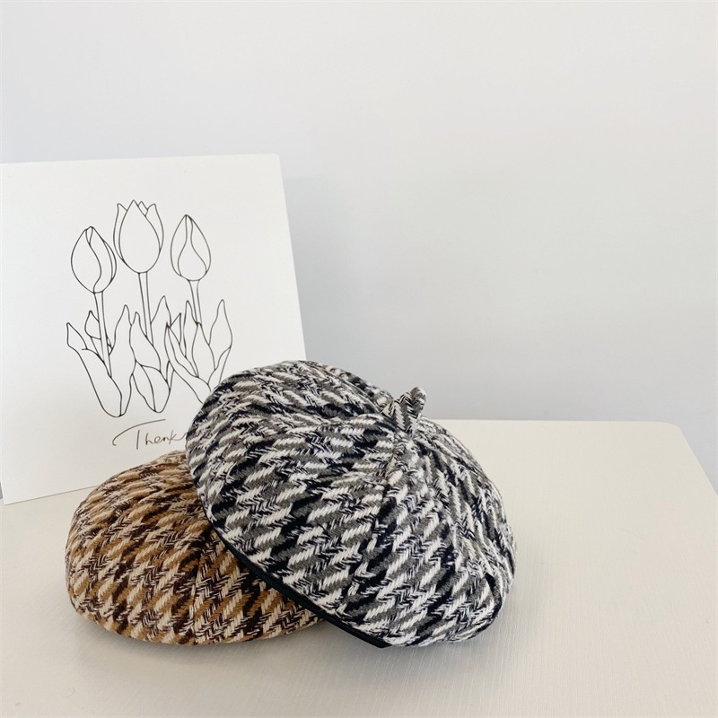 Mũ Beret Dệt Kim Hai Màu Thời Trang Mùa Thu Cho Bé