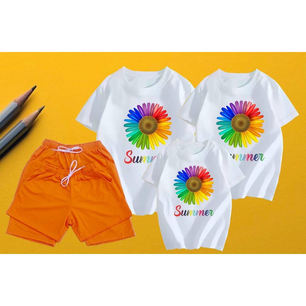 Áo thun in SUMMER HOA  Đồng phục gia đình 3/4/5 người, áo nhóm giá rẻ thun cotton mát mịn, không xù lông