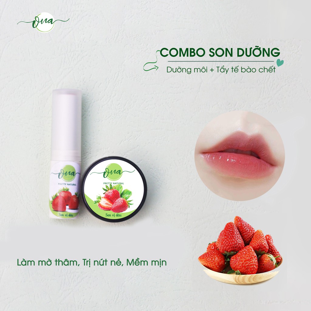 Combo son dưỡng và tẩy da chết môi ONa giúp hồng, mềm mịn, mờ thâm sau 3-4 tuần | BigBuy360 - bigbuy360.vn