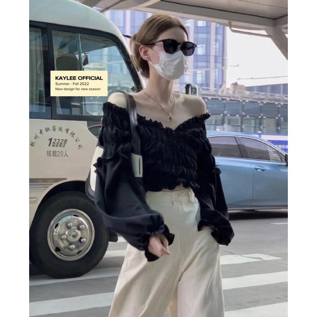 Áo Trễ Vai Chun Dài Tay Form Đẹp Hàng QC Chất Dày Dặn kèm ảnh thật Kaylee