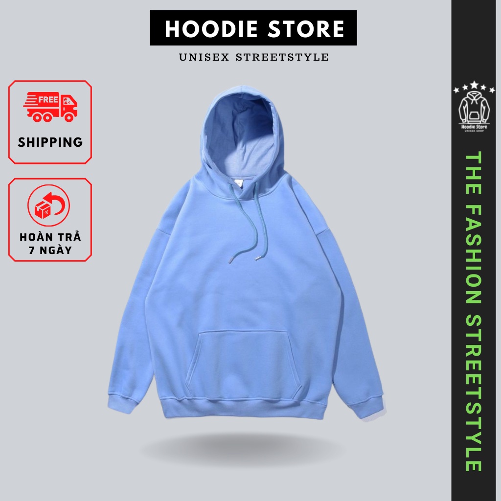 ☸✌Áo Hoodie Basic Trơn Màu Xanh Biển Phong Cách Hàn Quốc Unisex Nam Nữ Thích Hợp Mặc Đi Chơi, Học, Dạo Phố