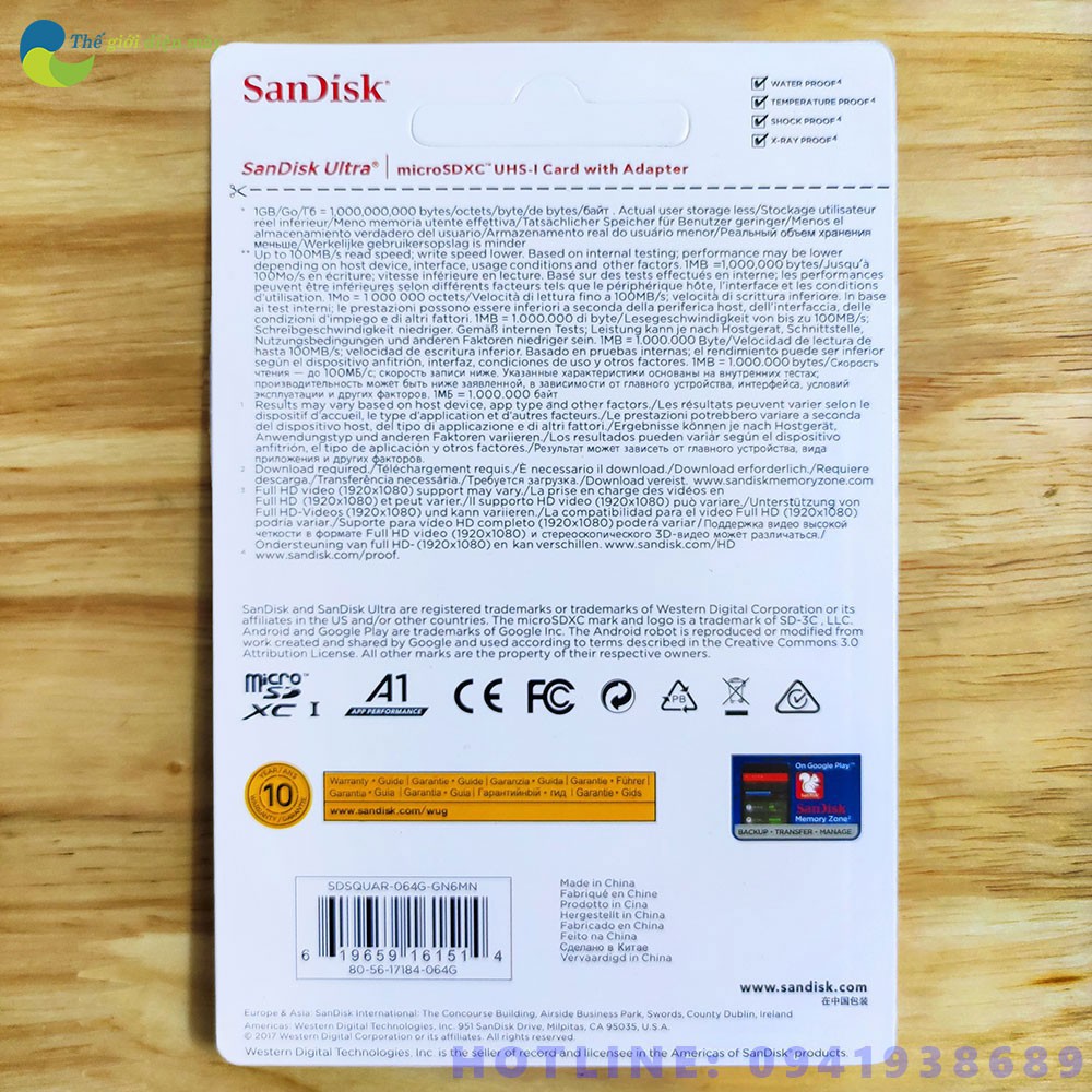 [SaleOff] Thẻ Nhớ Sandick 64GB 100MB/s Chuẩn Class10 U1 A1 - Bảo Hành 12 Tháng - Shop Thế Giới Điện Máy .