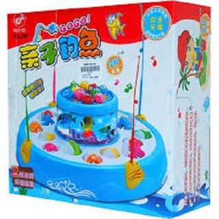 Bộ đồ chơi câu cá 2 tầng có đèn phát sáng xoay siêu đẹp có nhạc cao cấp, ĐỒ CHƠI CÂU CÁ XOAY TRÒN CÓ ĐÈN NHẠC (KÈM PIN)
