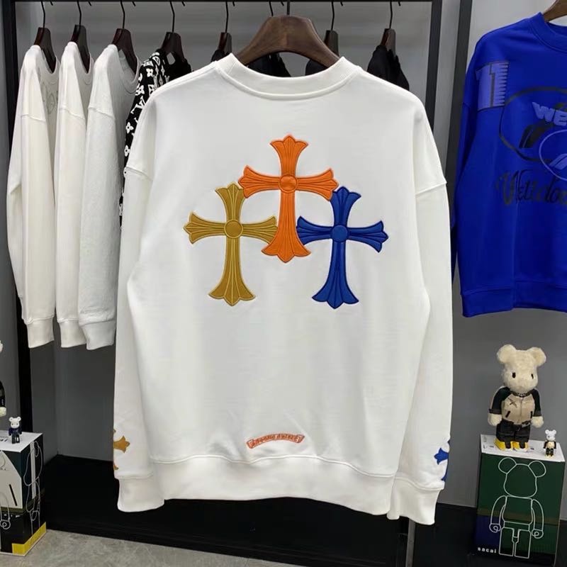 Áo Khoác Chui Cổ Nam Nữ Tay Dài Thêu Hình Chrome Hearts