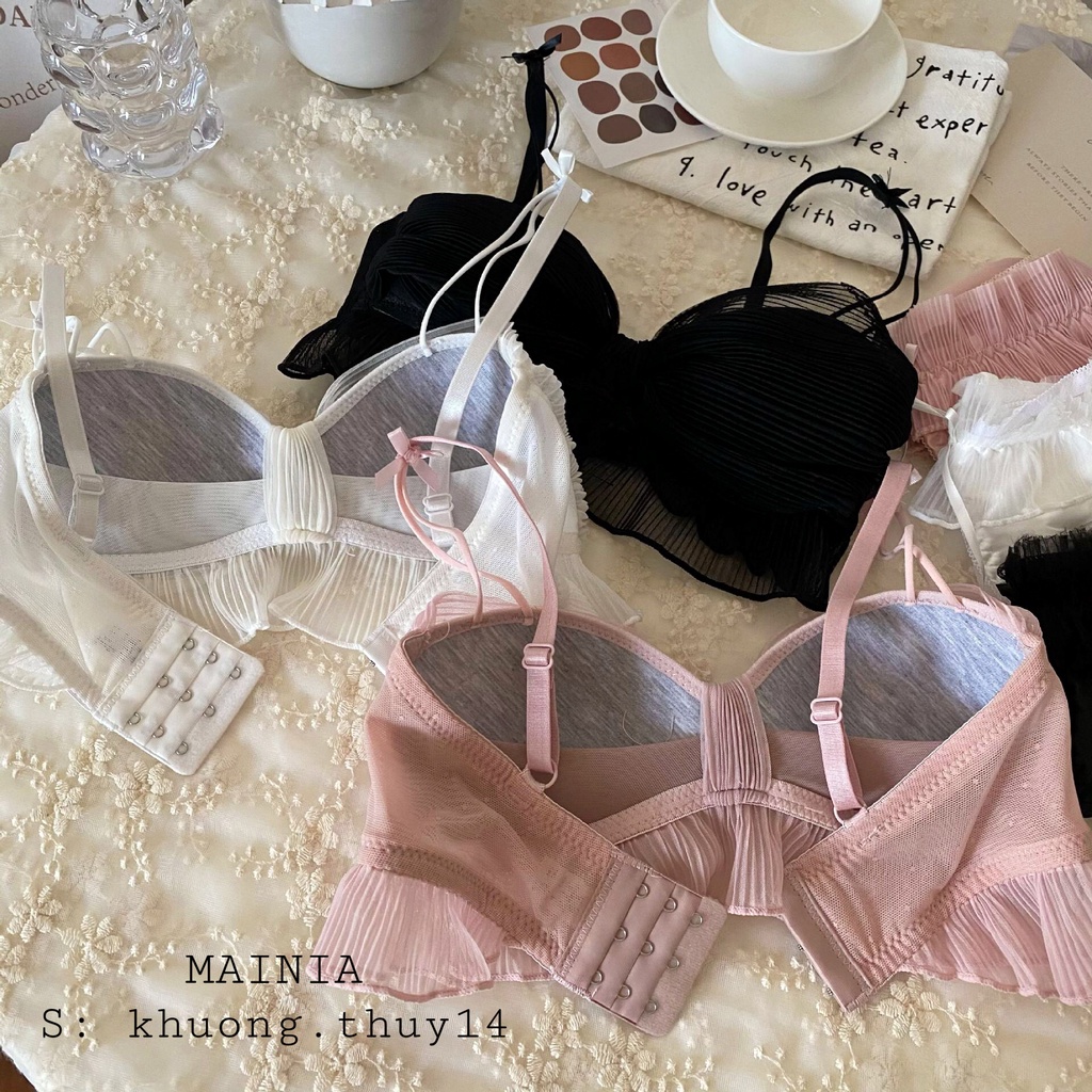 [ Hàng Lọai 1 ] Set Bộ Đồ Lót Ren Nơ Dễ Thương Không Gọng Mút Mỏng Xinh Xắn quyến Rũ Sexy Gợi Cảm Mainia Shop