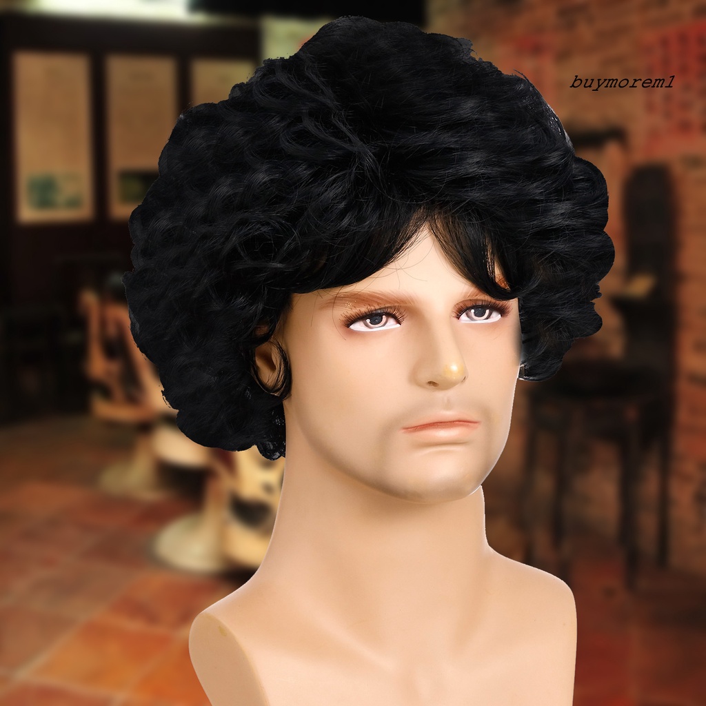 BUYME Wig Short Curly Hair Fluffy Headgear Center Parting Bang Wigs for Cosplay Party
