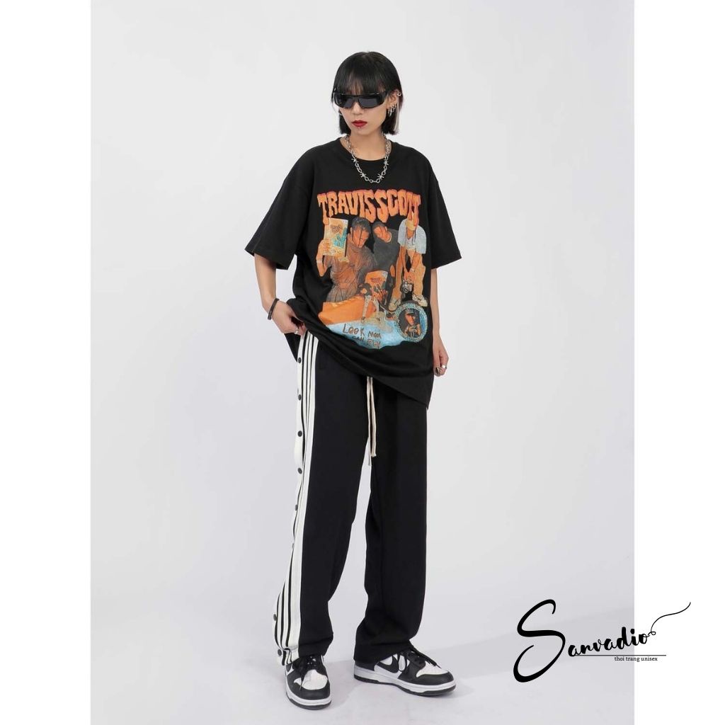 Quần ống suông nam SANVADO CÚC POLY Unisex phối ba sọc thể thao Basic nam nữ Oversize mùa hè phong cách đường phố QD46