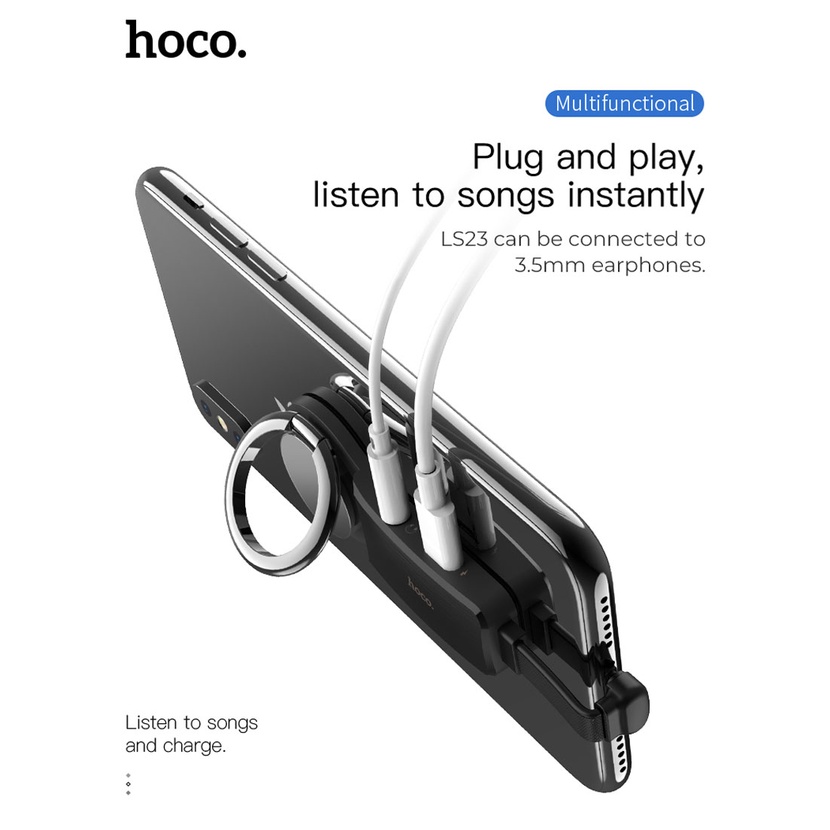 Jack chuyển đổi hoco ls22 2 cổng lightning vừa sạc vừa chơi game cho iphone - hỗ trợ mic có giá đỡ xem phim - vienthongh