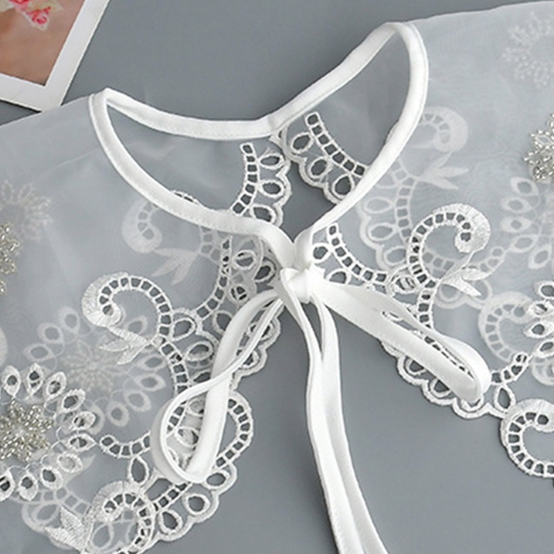 Khăn Choàng Cổ Mỏng Nhẹ Thêu Họa Tiết Hoa Đính Hạt Cườm Có Thể Tháo Rời Đa Năng Thời Trang Cho Nữ