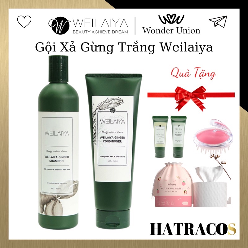 Bộ Dầu Gội Gừng Weilaiya Trắng Chính Hãng Dầu Gội Thảo Dược Cho Tóc Khô Ngăn Ngừa Rụng Tóc Kích Thích Mọc Tóc 400ml HT01