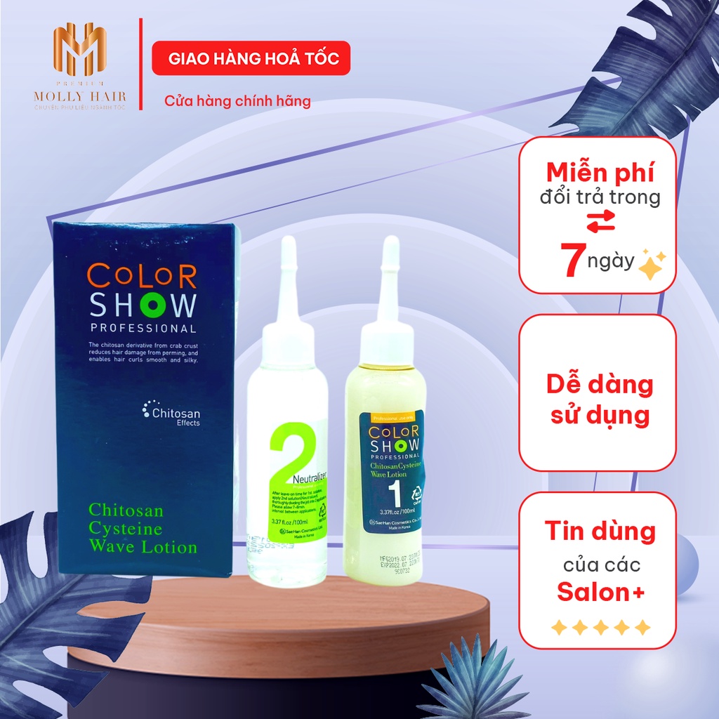 Thuốc uốn tóc cao cấp Mollyhair thương hiệu Color show, sử dụng trên mọi loại tóc uốn lạnh siêu dưỡng tại nhà