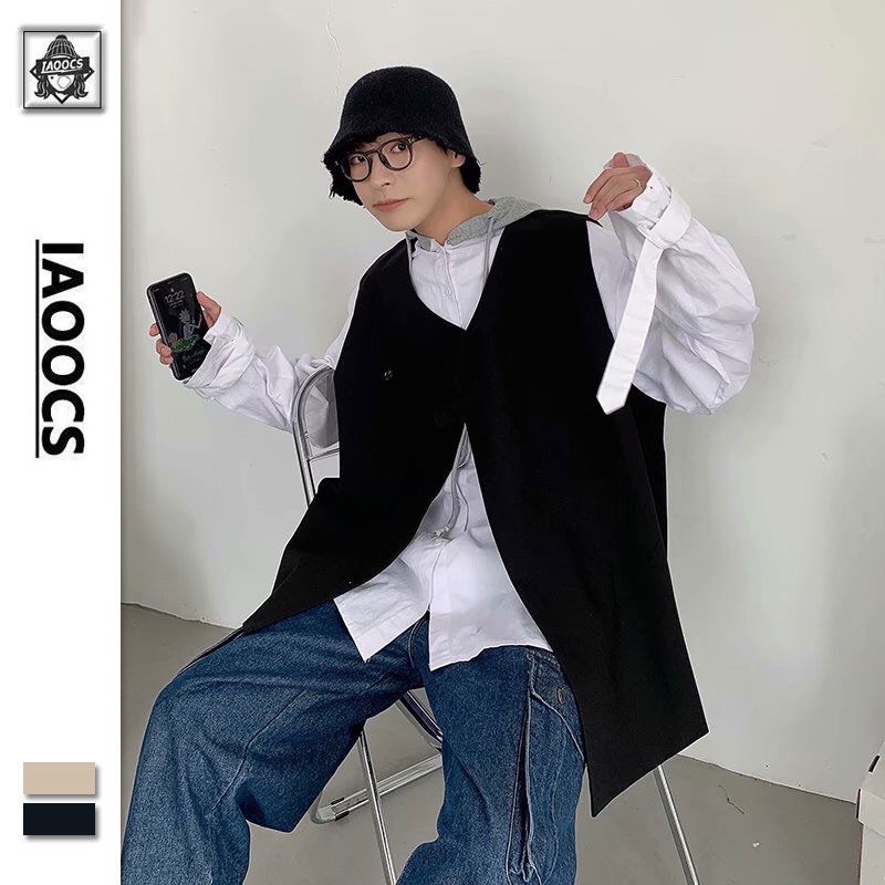 _Áo khoác gile khuy cài unisex