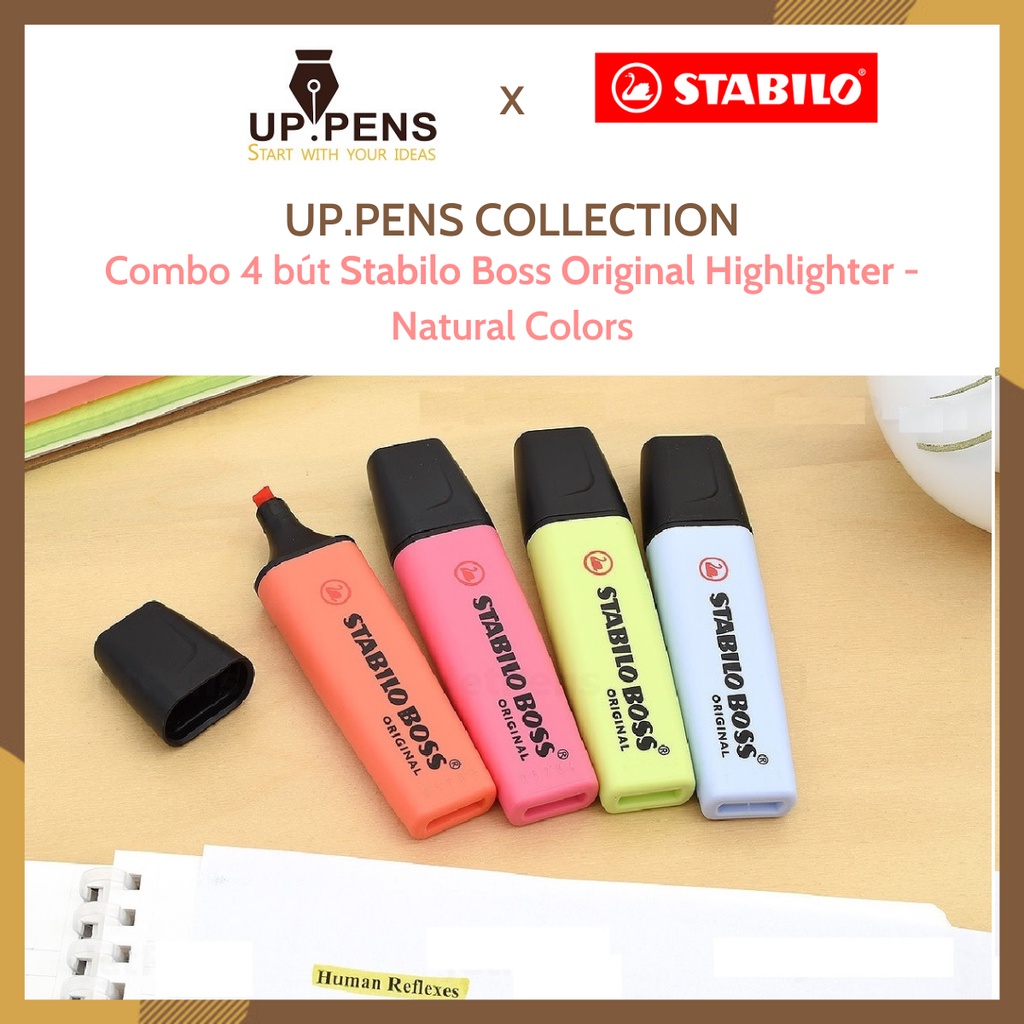 Combo 04 bút dạ quang Stabilo Boss Original Highlighter - UP.PENS Collection - New Pastel Colors